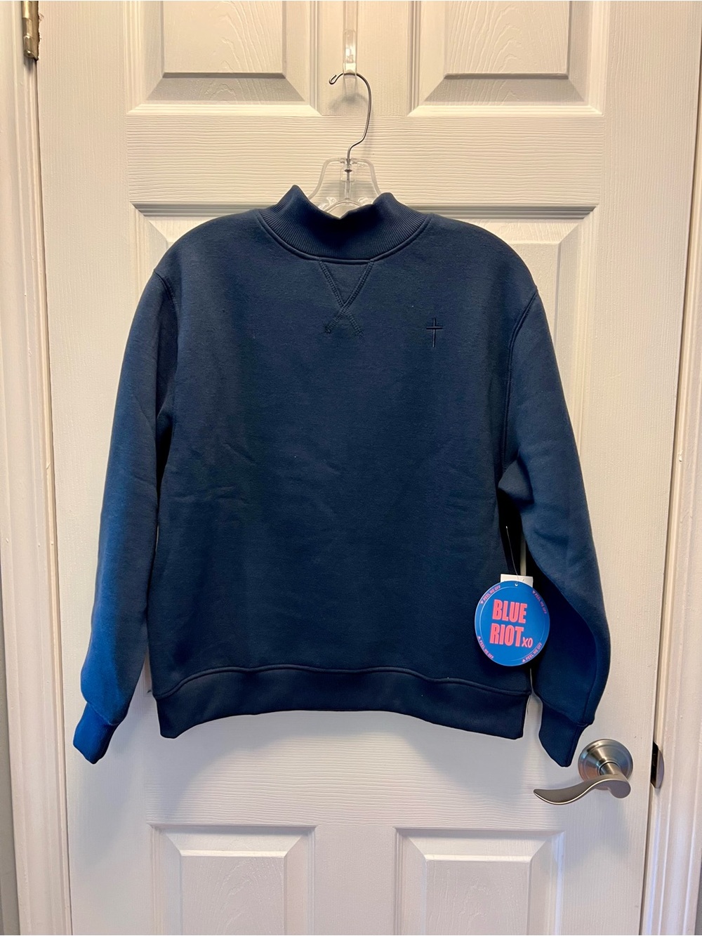 Blue Riot Navy Mock-Neck Women's Sweatshirt NWT